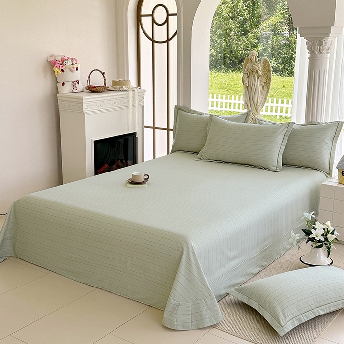 91家纺网 家纺一手货源 找家纺 家贝爱 2024新款加厚纯棉生态磨毛床单系列 浅韵绿