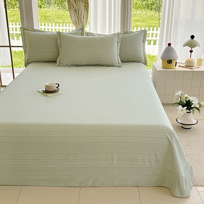 91家纺网 家纺一手货源 找家纺 家贝爱 2024新款加厚纯棉生态磨毛床单系列 浅韵绿