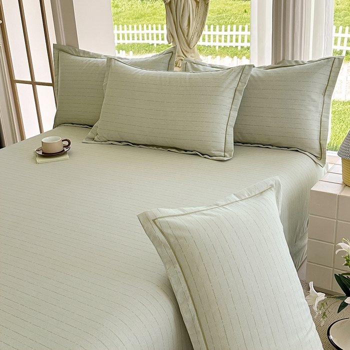 91家纺网 家纺一手货源 找家纺 家贝爱 2024新款加厚纯棉生态磨毛床单系列 浅韵绿