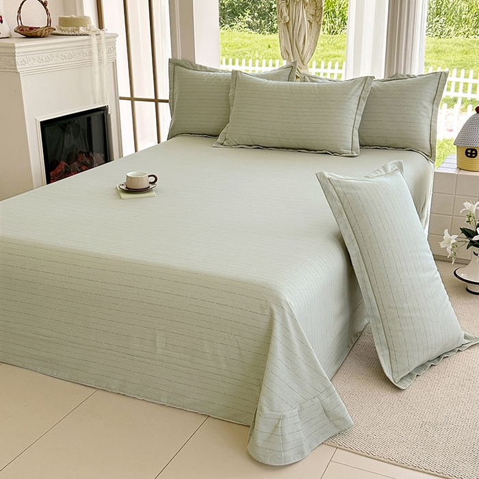 91家纺网 家纺一手货源 找家纺 家贝爱 2024新款加厚纯棉生态磨毛床单系列 浅韵绿