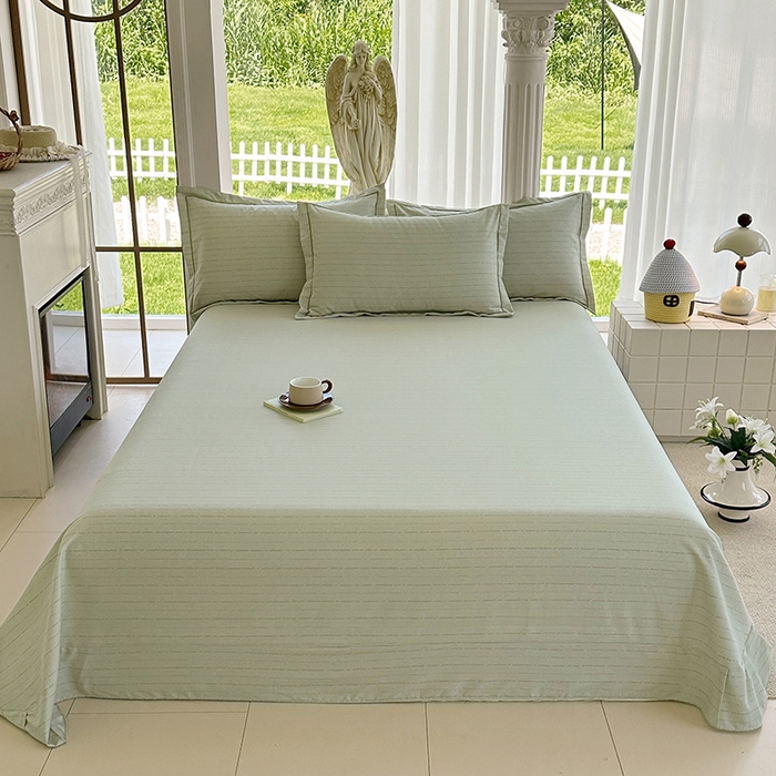 91家纺网 家纺一手货源 找家纺 家贝爱 2024新款加厚纯棉生态磨毛床单系列 浅韵绿