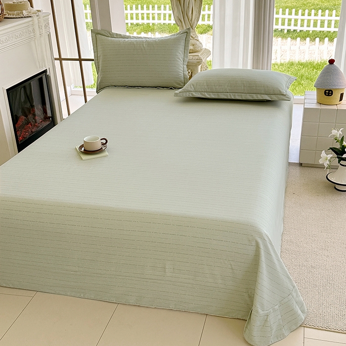 91家纺网 家纺一手货源 找家纺 家贝爱 2024新款加厚纯棉生态磨毛床单系列 浅韵绿