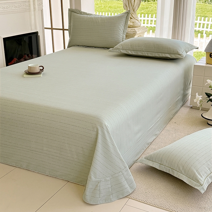 91家纺网 家纺一手货源 找家纺 家贝爱 2024新款加厚纯棉生态磨毛床单系列 浅韵绿