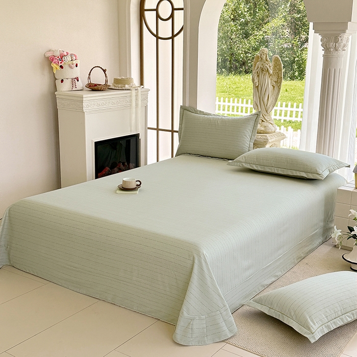 91家纺网 家纺一手货源 找家纺 家贝爱 2024新款加厚纯棉生态磨毛床单系列 浅韵绿