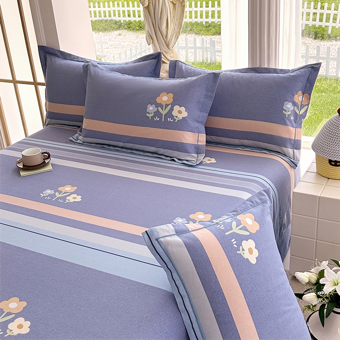 91家纺网 家纺一手货源 找家纺 家贝爱 2024新款加厚纯棉生态磨毛床单系列  三色花