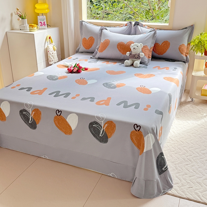 91家纺网 家纺一手货源 找家纺 家贝爱 2024新款加厚纯棉生态磨毛床单系列  心动连连