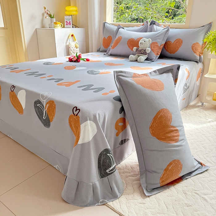 91家纺网 家纺一手货源 找家纺 家贝爱 2024新款加厚纯棉生态磨毛床单系列  心动连连