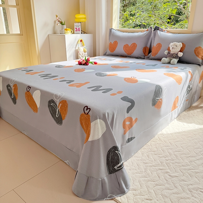 91家纺网 家纺一手货源 找家纺 家贝爱 2024新款加厚纯棉生态磨毛床单系列  心动连连