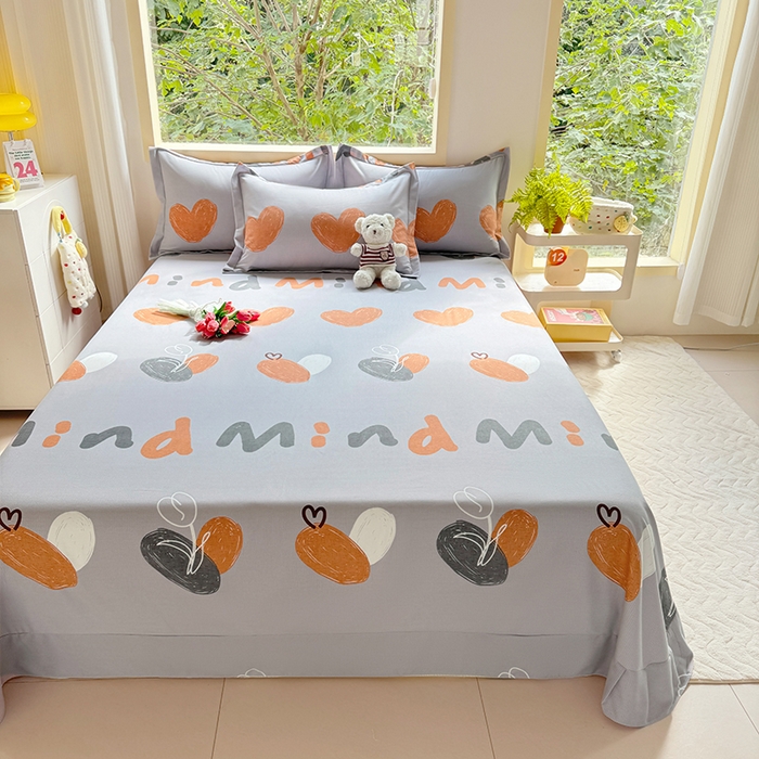 91家纺网 家纺一手货源 找家纺 家贝爱 2024新款加厚纯棉生态磨毛床单系列  心动连连