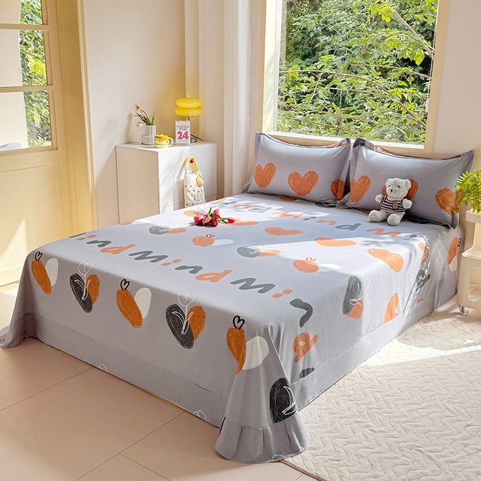 91家纺网 家纺一手货源 找家纺 家贝爱 2024新款加厚纯棉生态磨毛床单系列  心动连连