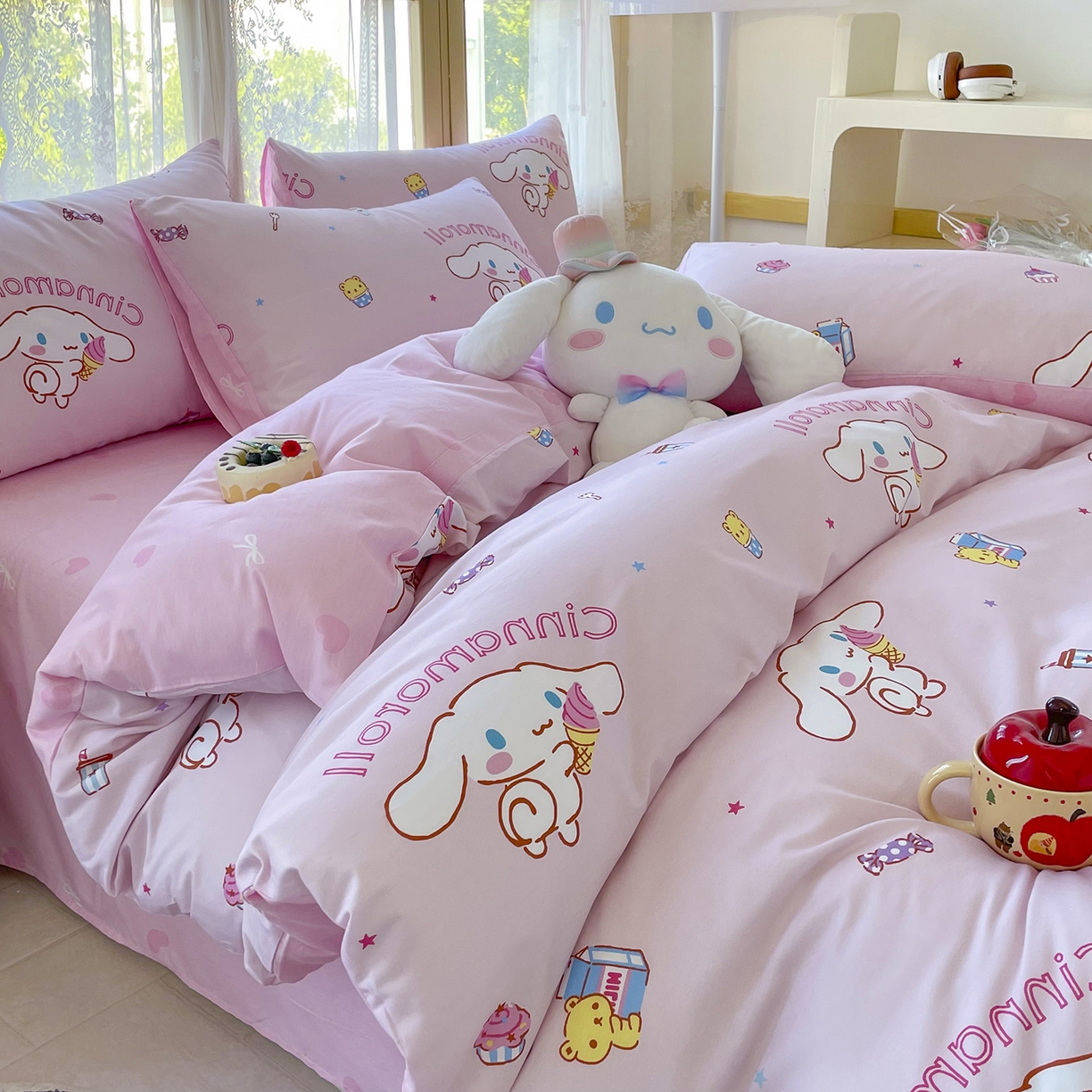 91家纺网 家纺一手货源 找家纺 浩诚 2025新款三丽鸥专版花型三件套四件套 云朵