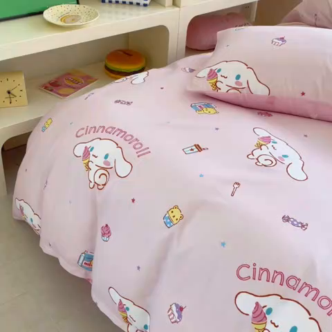 91家纺网 家纺一手货源 找家纺 浩诚 2025新款三丽鸥专版花型三件套四件套 云朵