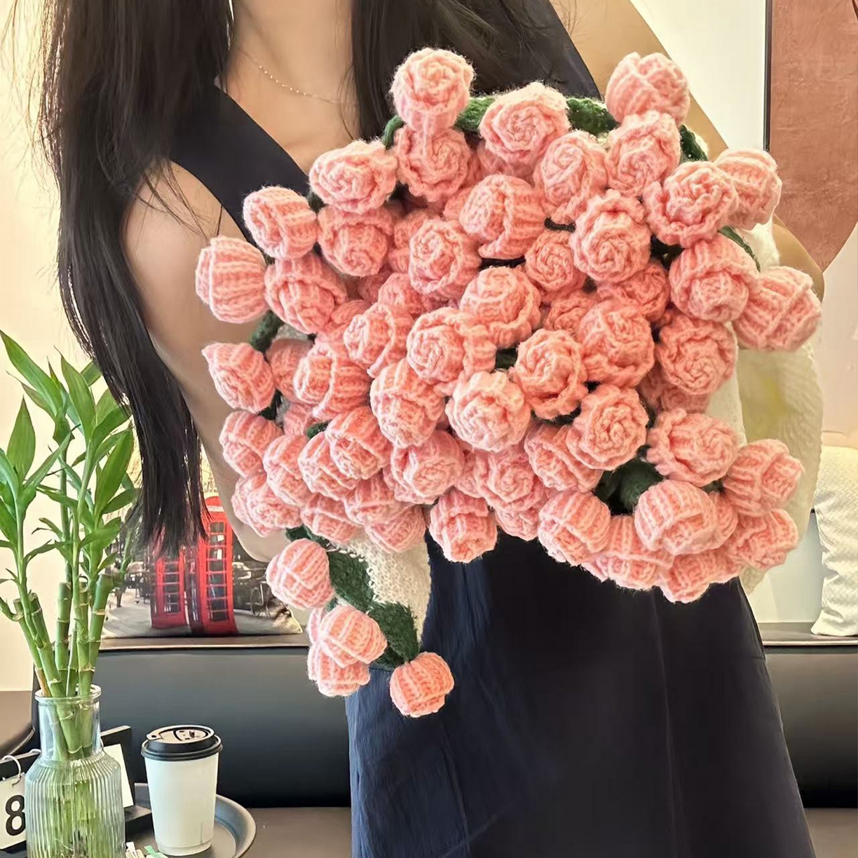 肖恩毯业 玫瑰花毛毯2025新款鹿毛绒针织毛毯轻奢纯色圆形四季盖毯方便好携带 甜蜜粉