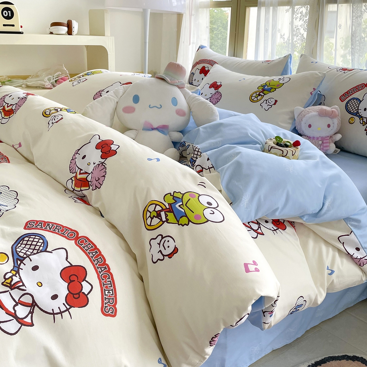 91家纺网 家纺一手货源 找家纺 浩诚 2025新款三丽鸥专版花型三件套四件套 运动会