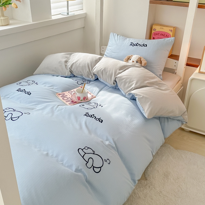 91家纺网 家纺一手货源 找家纺 （总）多乐家纺 2025新款超柔A类母婴级加厚小竺棉学生宿舍三件套上下铺三件套四件套