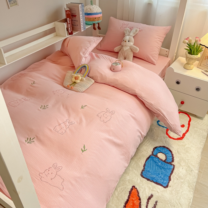 91家纺网 家纺一手货源 找家纺 （总）多乐家纺 2025新款超柔A类母婴级加厚小竺棉学生宿舍三件套上下铺三件套四件套