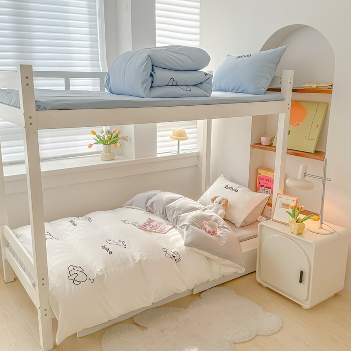 91家纺网 家纺一手货源 找家纺 多乐家纺 2025新款超柔A类母婴级加厚小竺棉学生宿舍三件套上下铺三件套四件套 Panda-白灰