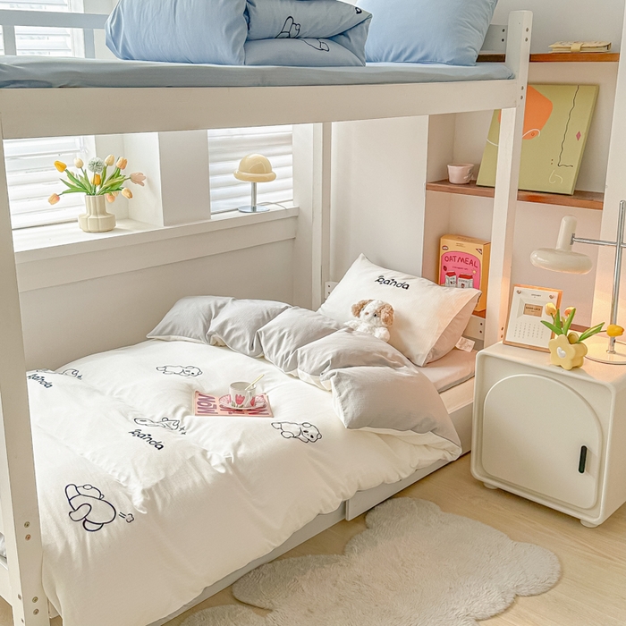 91家纺网 家纺一手货源 找家纺 多乐家纺 2025新款超柔A类母婴级加厚小竺棉学生宿舍三件套上下铺三件套四件套 Panda-白灰