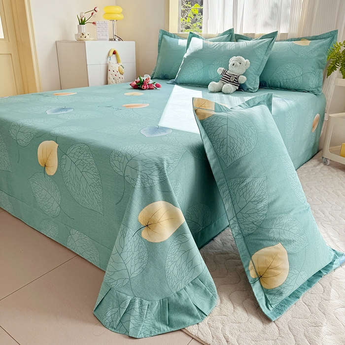 91家纺网 家纺一手货源 找家纺 家贝爱 2024新款加厚纯棉生态磨毛床单系列  叶叶情深