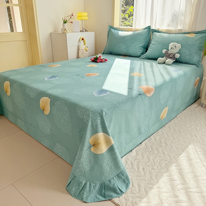 91家纺网 家纺一手货源 找家纺 家贝爱 2024新款加厚纯棉生态磨毛床单系列  叶叶情深