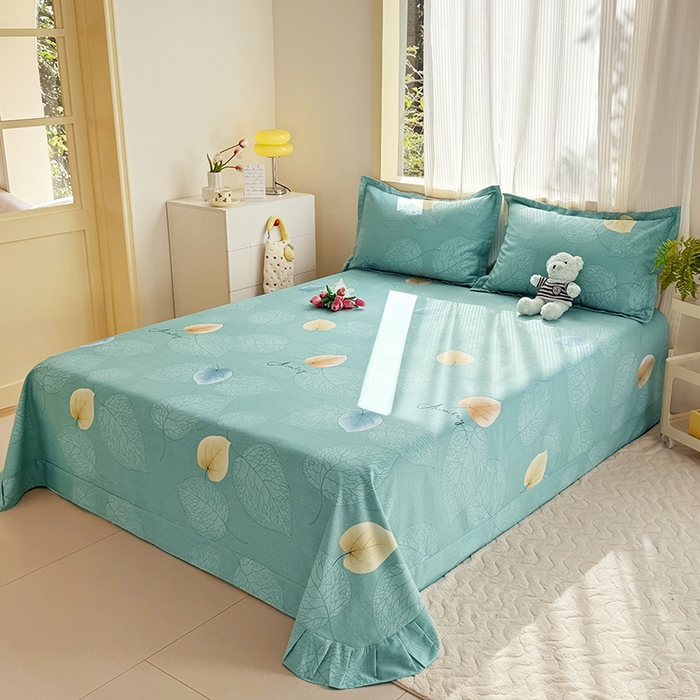 91家纺网 家纺一手货源 找家纺 家贝爱 2024新款加厚纯棉生态磨毛床单系列  叶叶情深