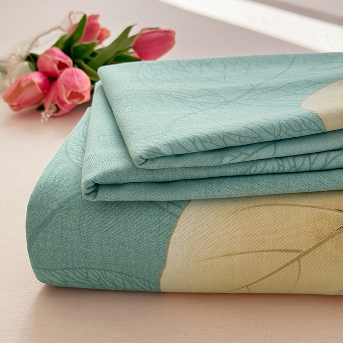 91家纺网 家纺一手货源 找家纺 家贝爱 2024新款加厚纯棉生态磨毛床单系列  叶叶情深