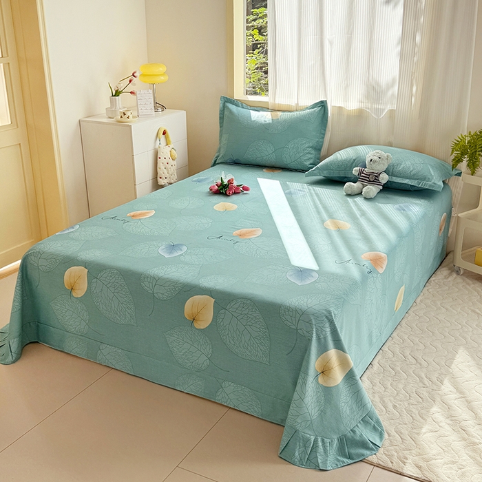 91家纺网 家纺一手货源 找家纺 家贝爱 2024新款加厚纯棉生态磨毛床单系列  叶叶情深