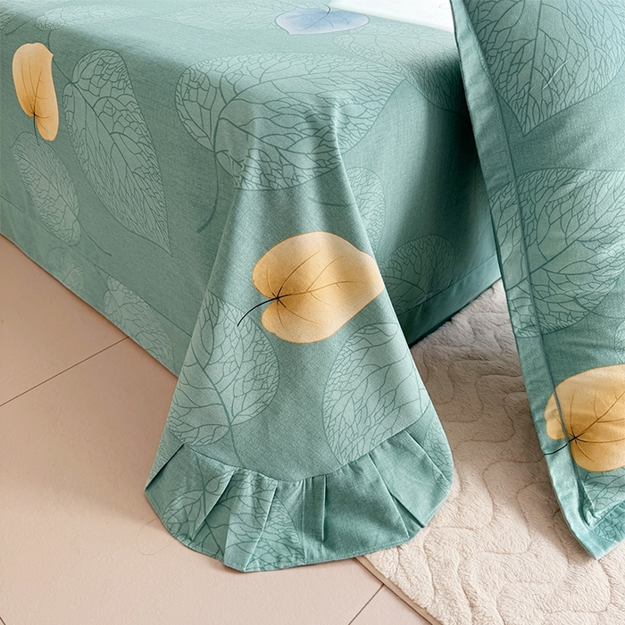 91家纺网 家纺一手货源 找家纺 家贝爱 2024新款加厚纯棉生态磨毛床单系列  叶叶情深