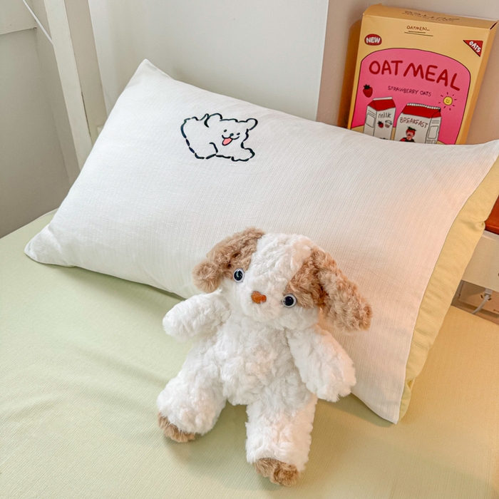 91家纺网 家纺一手货源 找家纺 多乐家纺 2025新款超柔A类母婴级加厚小竺棉学生宿舍三件套上下铺三件套四件套 小白-白绿