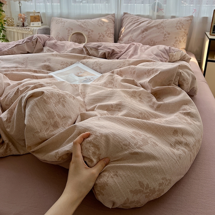 91家纺网 家纺一手货源 找家纺 （总）名品家纺 2025新品加厚高克重亚麻原麻提花四件套（提供买家秀）