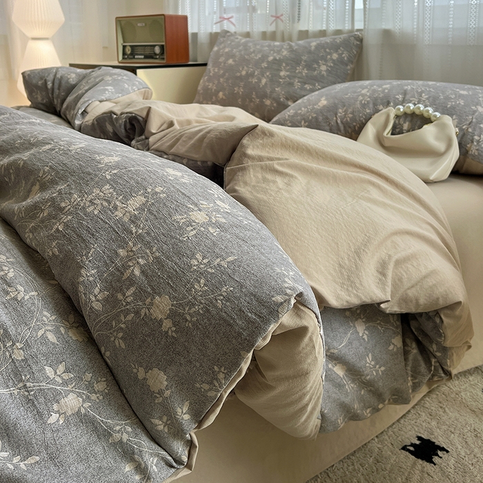 91家纺网 家纺一手货源 找家纺 名品家纺 2026新品加厚高克重亚麻原麻提花四件套（提供买家秀） 复暮