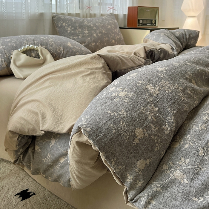 91家纺网 家纺一手货源 找家纺 名品家纺 2026新品加厚高克重亚麻原麻提花四件套（提供买家秀） 复暮