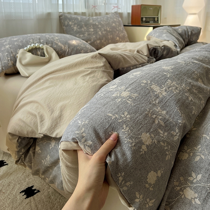 91家纺网 家纺一手货源 找家纺 名品家纺 2026新品加厚高克重亚麻原麻提花四件套（提供买家秀） 复暮