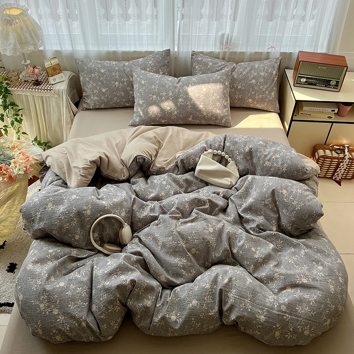 91家纺网 家纺一手货源 找家纺 名品家纺 2026新品加厚高克重亚麻原麻提花四件套（提供买家秀） 复暮