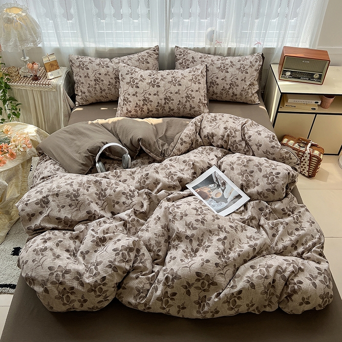 91家纺网 家纺一手货源 找家纺 名品家纺 2026新品加厚高克重亚麻原麻提花四件套（提供买家秀） 淮水竹亭