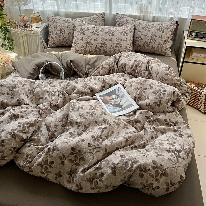 91家纺网 家纺一手货源 找家纺 名品家纺 2026新品加厚高克重亚麻原麻提花四件套（提供买家秀） 淮水竹亭