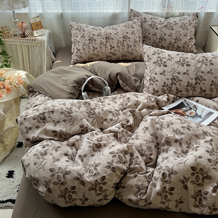 91家纺网 家纺一手货源 找家纺 名品家纺 2026新品加厚高克重亚麻原麻提花四件套（提供买家秀） 淮水竹亭