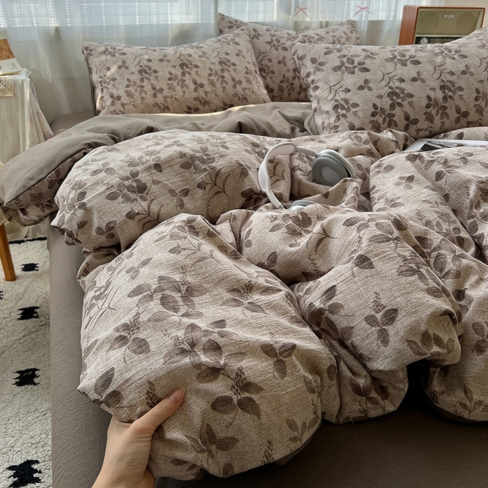 91家纺网 家纺一手货源 找家纺 名品家纺 2026新品加厚高克重亚麻原麻提花四件套（提供买家秀） 淮水竹亭