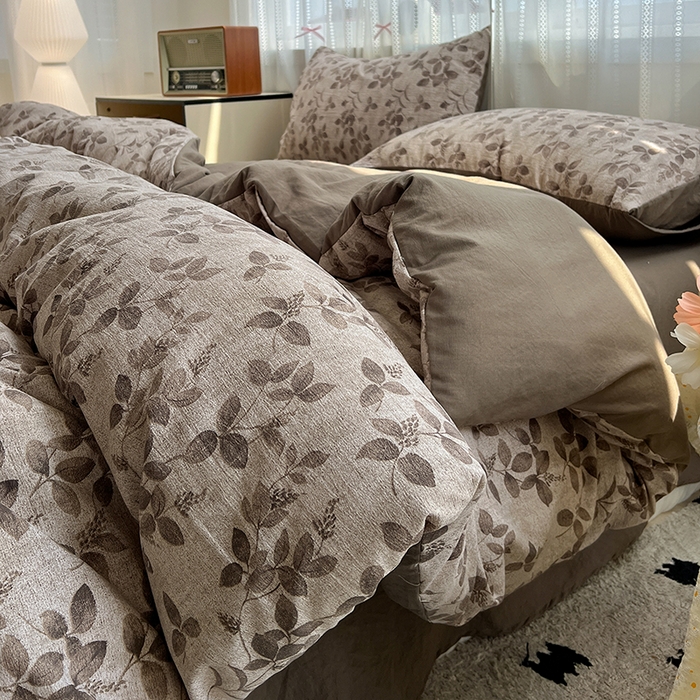 91家纺网 家纺一手货源 找家纺 名品家纺 2026新品加厚高克重亚麻原麻提花四件套（提供买家秀） 淮水竹亭