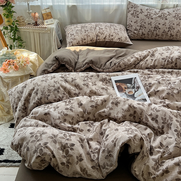 91家纺网 家纺一手货源 找家纺 名品家纺 2026新品加厚高克重亚麻原麻提花四件套（提供买家秀） 淮水竹亭