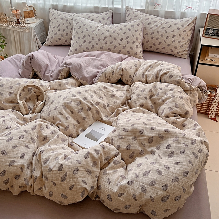 91家纺网 家纺一手货源 找家纺 名品家纺 2026新品加厚高克重亚麻原麻提花四件套（提供买家秀） 洛檀紫