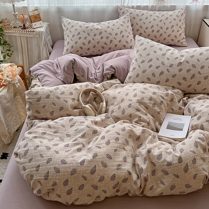 91家纺网 家纺一手货源 找家纺 名品家纺 2026新品加厚高克重亚麻原麻提花四件套（提供买家秀） 洛檀紫