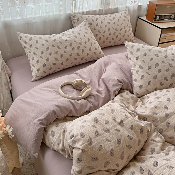 91家纺网 家纺一手货源 找家纺 名品家纺 2026新品加厚高克重亚麻原麻提花四件套（提供买家秀） 洛檀紫