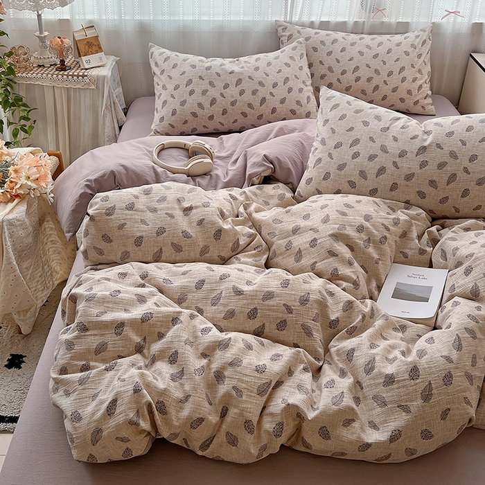 91家纺网 家纺一手货源 找家纺 名品家纺 2026新品加厚高克重亚麻原麻提花四件套（提供买家秀） 洛檀紫