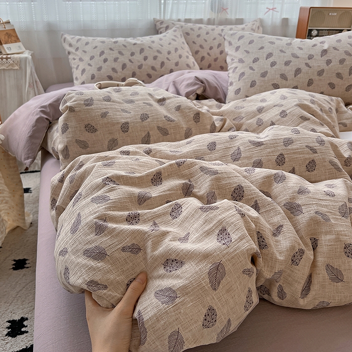 91家纺网 家纺一手货源 找家纺 名品家纺 2026新品加厚高克重亚麻原麻提花四件套（提供买家秀） 洛檀紫