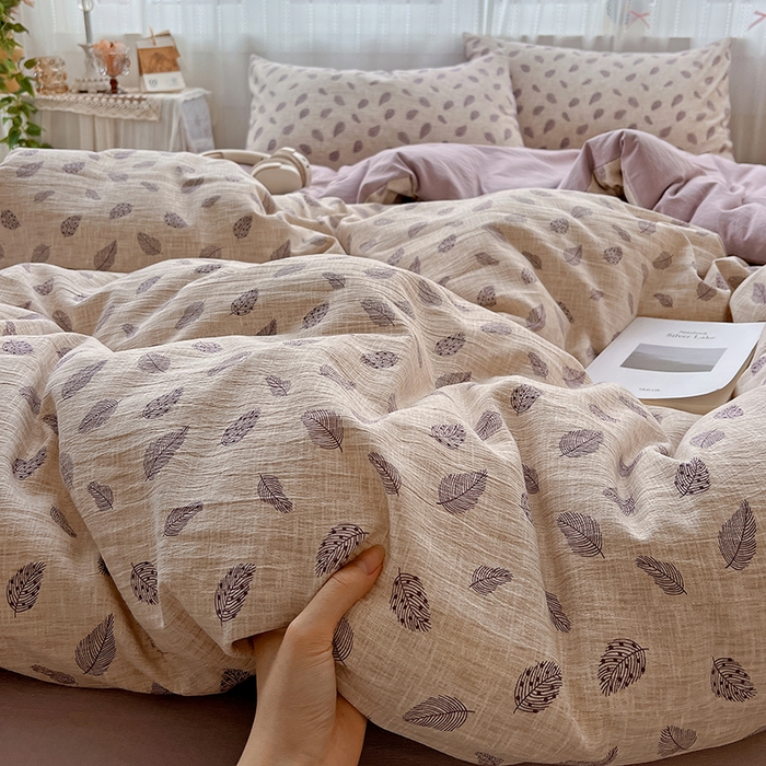 91家纺网 家纺一手货源 找家纺 名品家纺 2026新品加厚高克重亚麻原麻提花四件套（提供买家秀） 洛檀紫