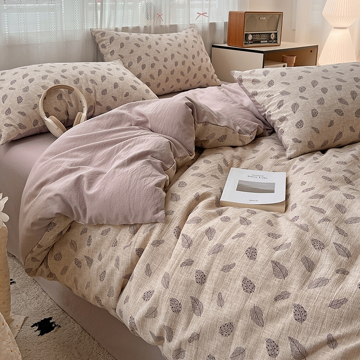 91家纺网 家纺一手货源 找家纺 名品家纺 2026新品加厚高克重亚麻原麻提花四件套（提供买家秀） 洛檀紫