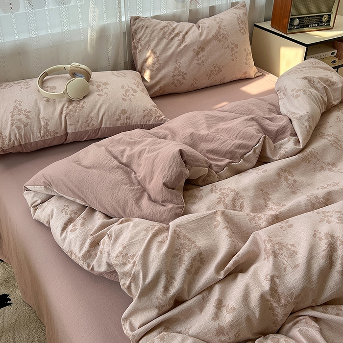 91家纺网 家纺一手货源 找家纺 名品家纺 2026新品加厚高克重亚麻原麻提花四件套（提供买家秀） 暮春覆吻