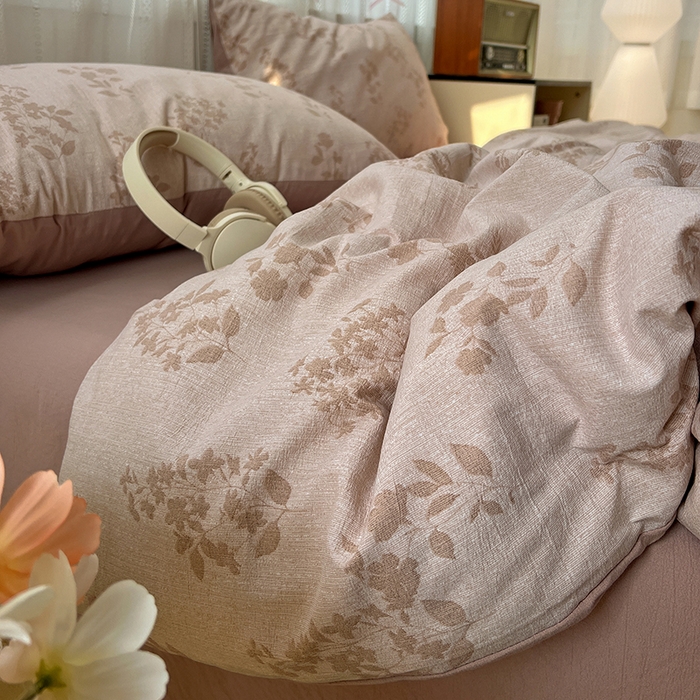 91家纺网 家纺一手货源 找家纺 名品家纺 2026新品加厚高克重亚麻原麻提花四件套（提供买家秀） 暮春覆吻