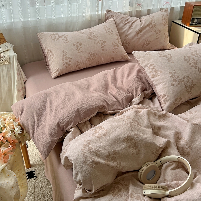 91家纺网 家纺一手货源 找家纺 名品家纺 2026新品加厚高克重亚麻原麻提花四件套（提供买家秀） 暮春覆吻